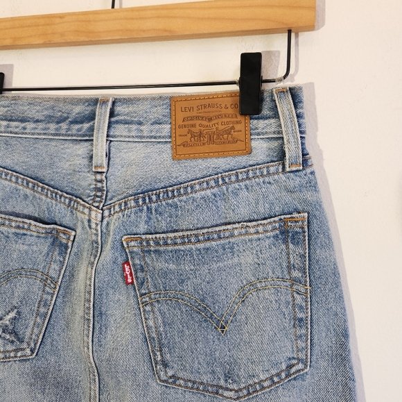 Levis Premium High Rise Denim Skirt Women Size 25 Blue Color Vacation Beach Jean - Picture 4 of 14